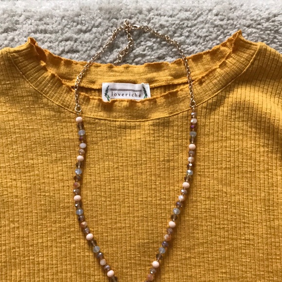 Mustard Color 3/4 Sleeve Tunic Top - Picture 3 of 7